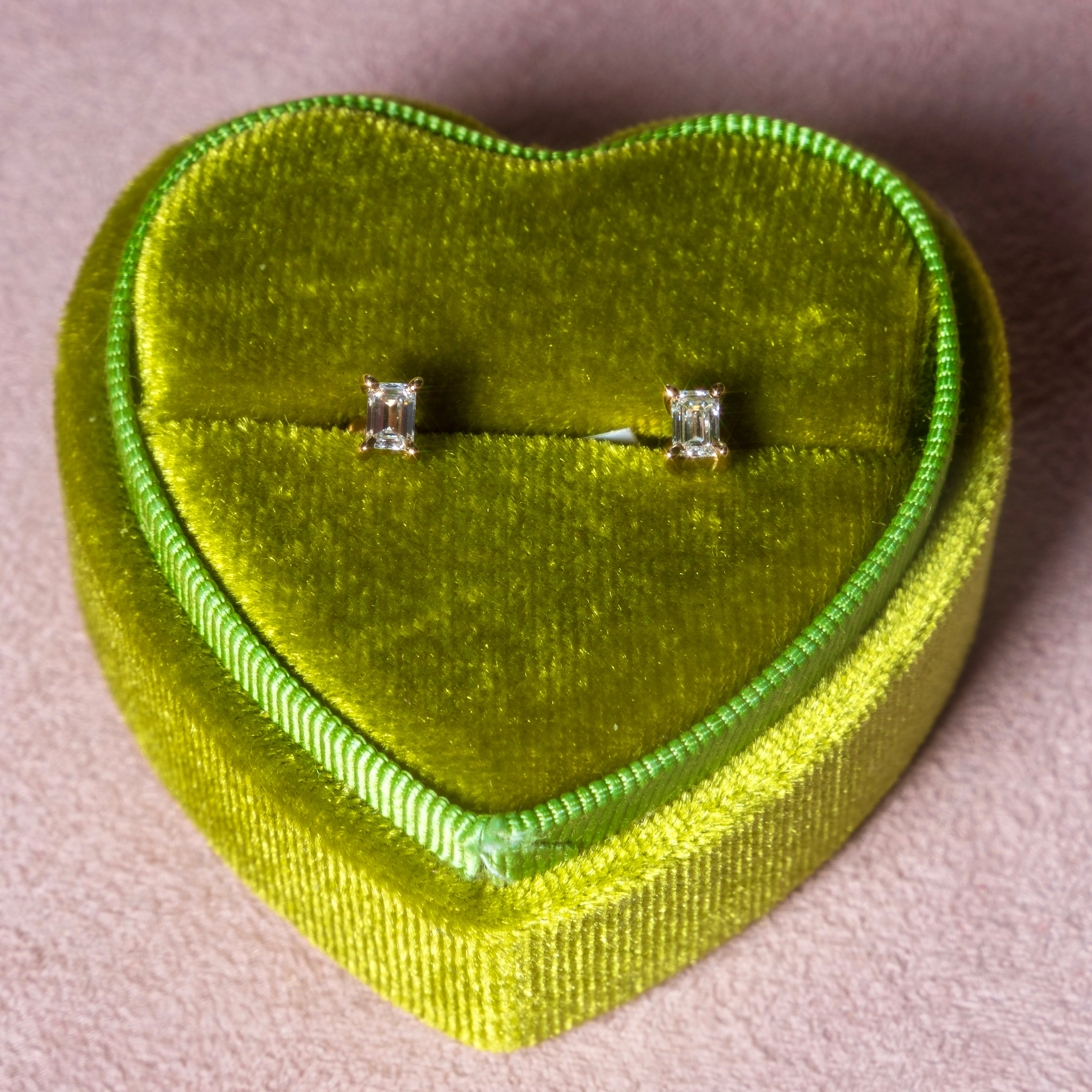 14k Emerald Cut Diamond Studs