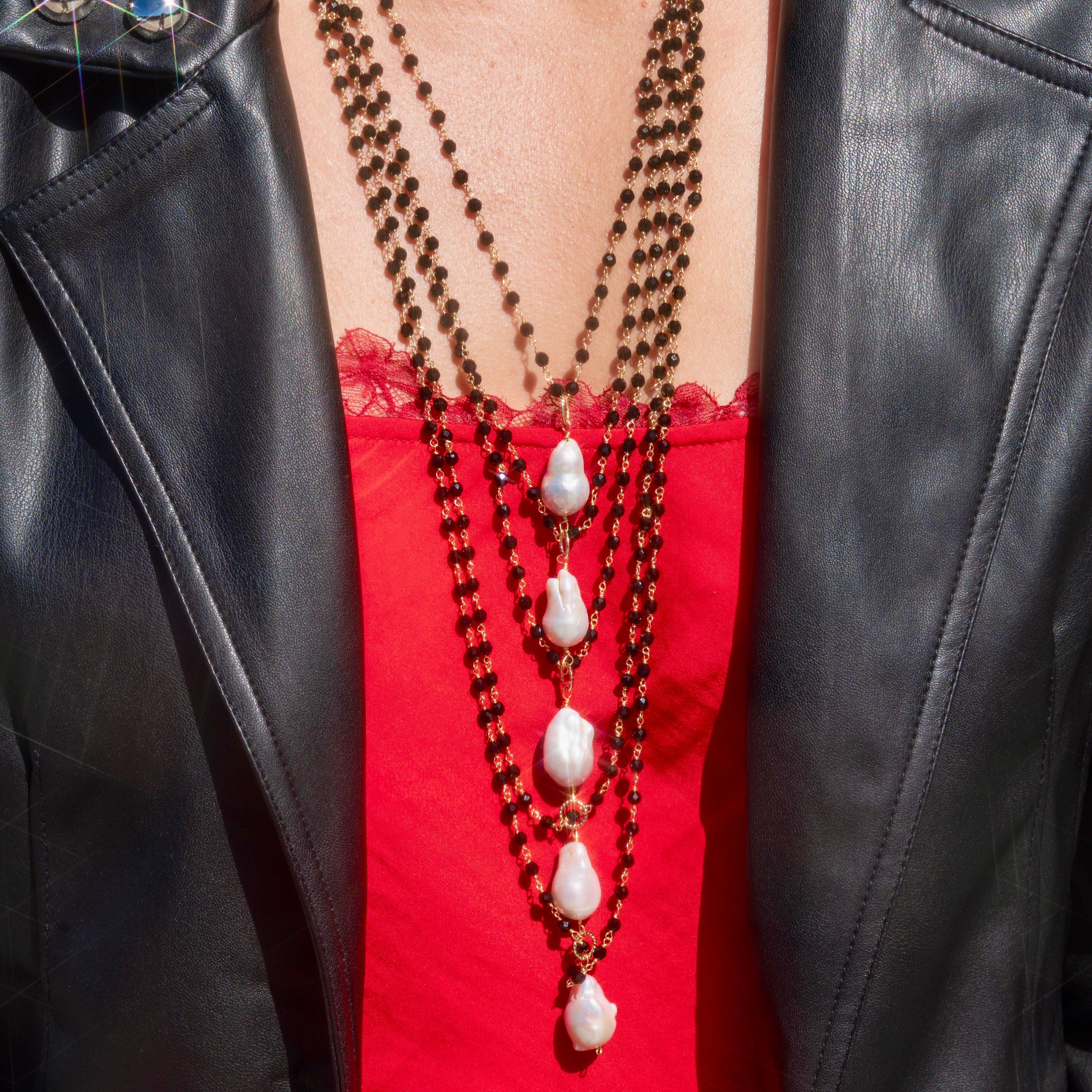 Black Spinel 5 Strand Necklace