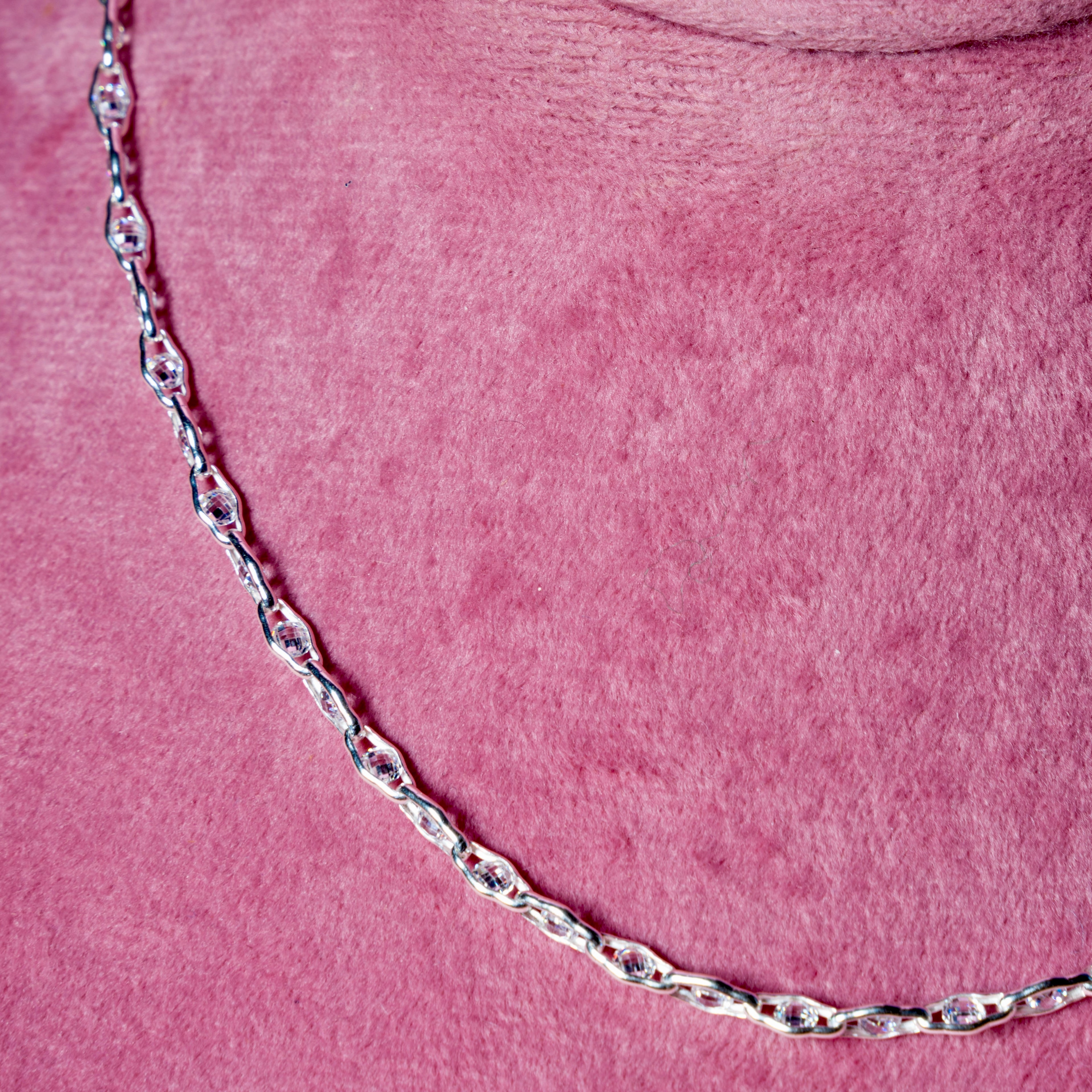 Sterling Silver CZ Diamond Cut Chain