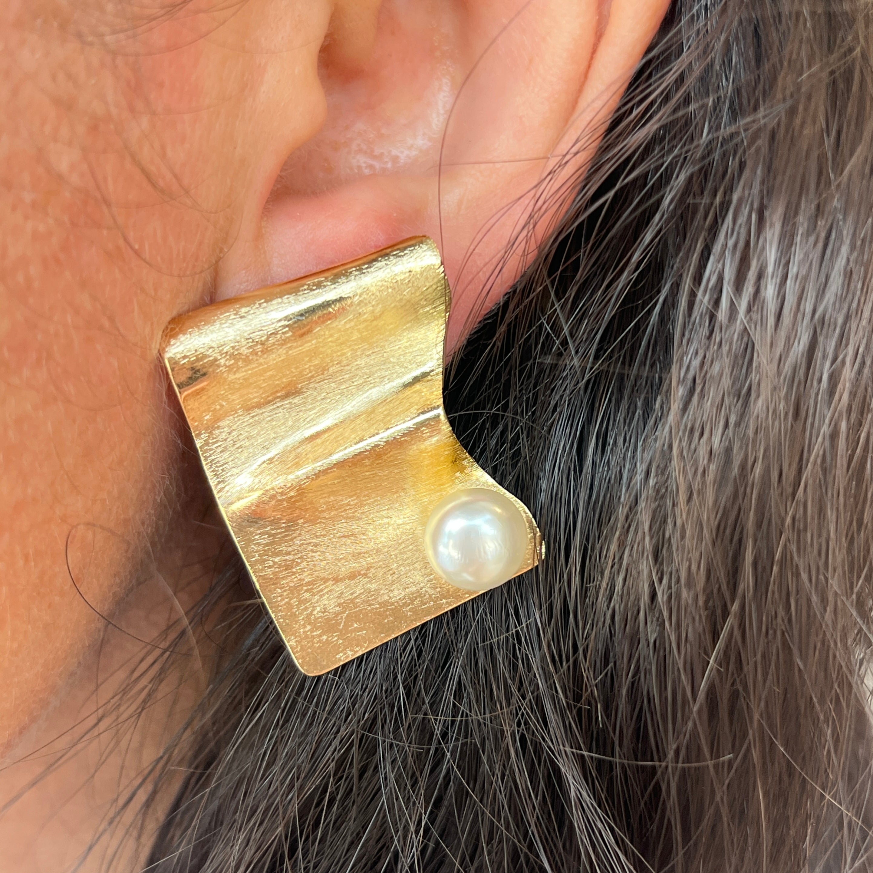 Wavy Pearl Statement Earrings