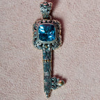 Blue Topaz Key Charm