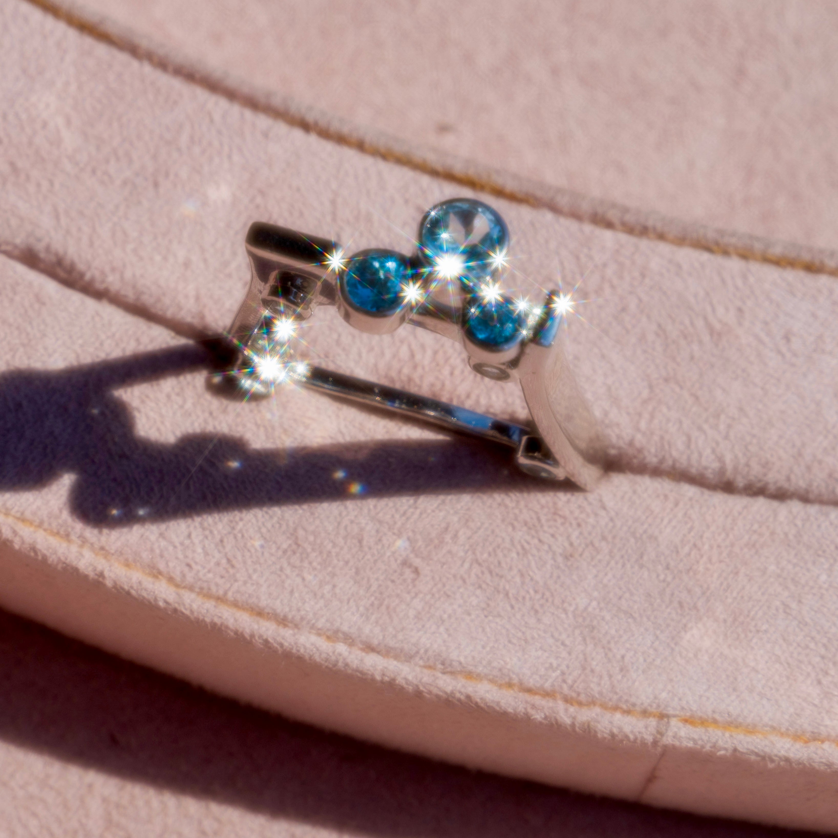 Sterling Silver Blue Topaz Square Lego Ring