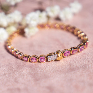 14k Pink Sapphire Eternity Bracelet