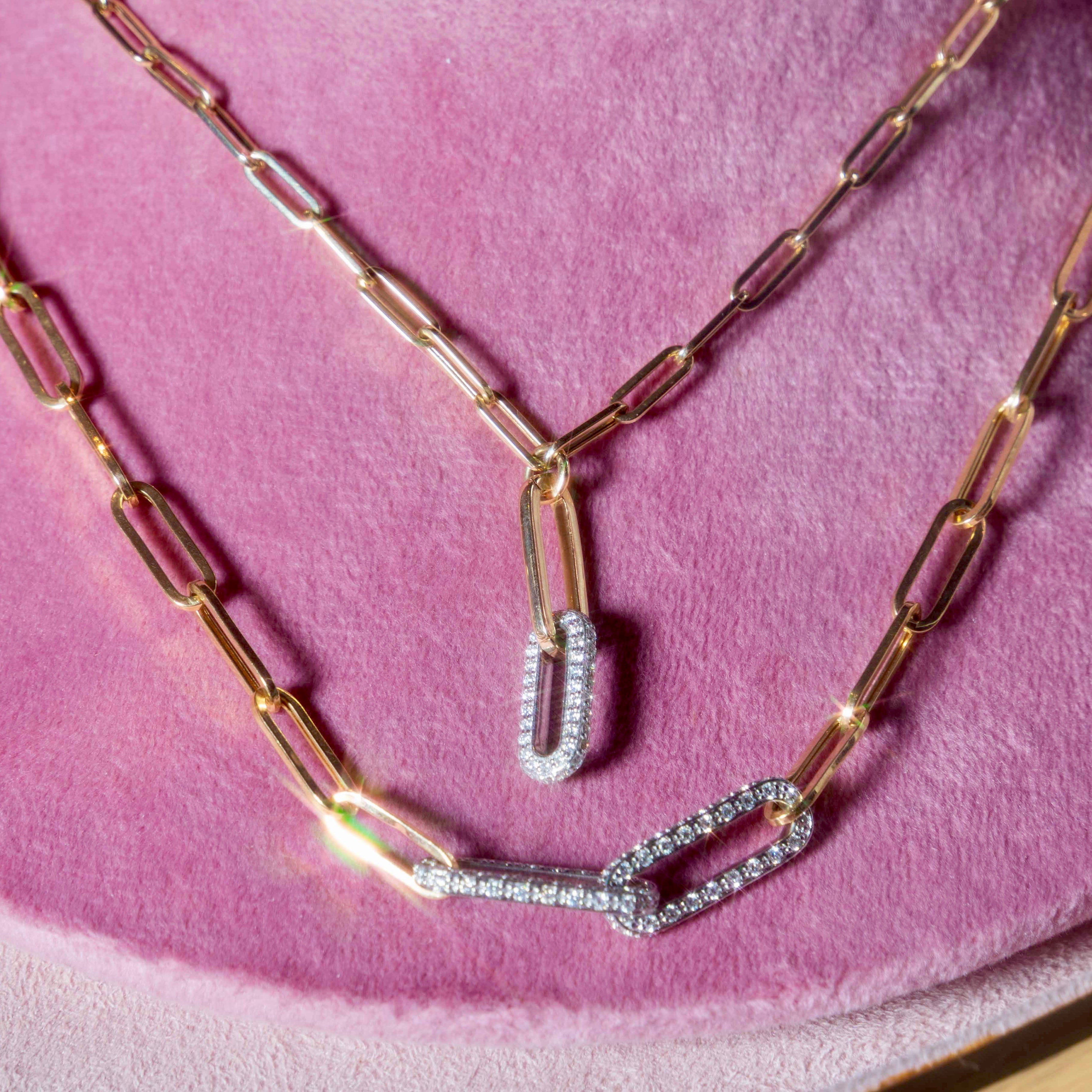 14k Diamond Link Y Necklace