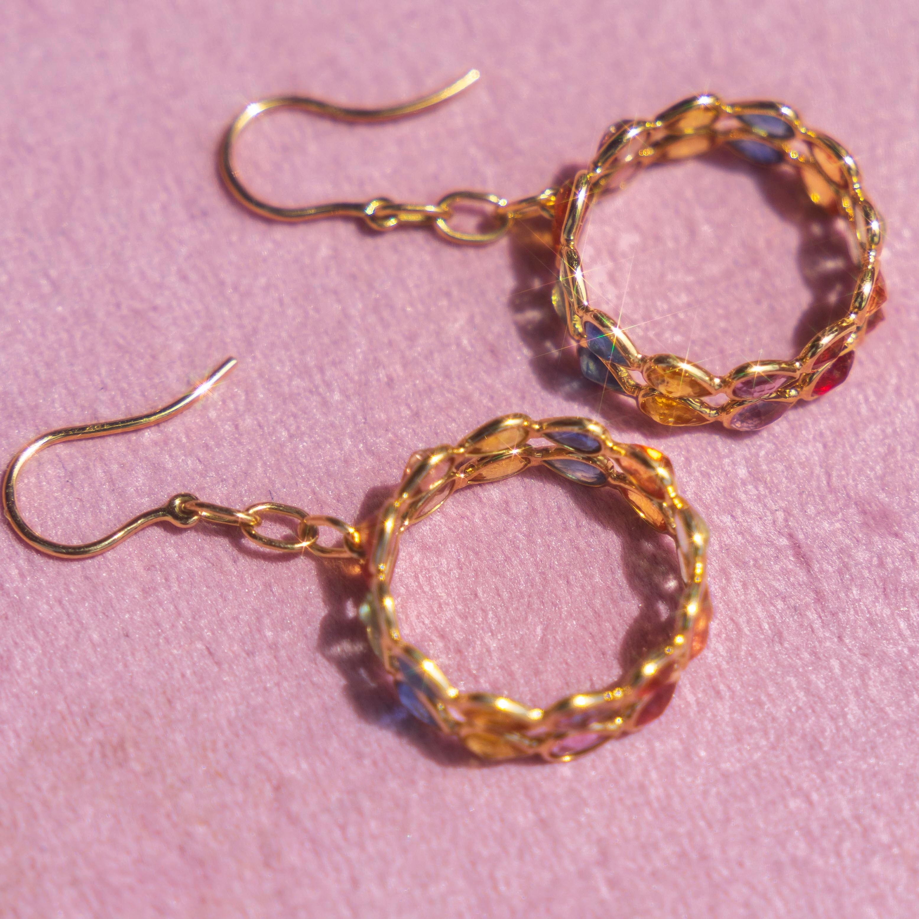 18k Sapphire Link Hoops