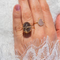 14k Grey Moonstone + Diamond Ring