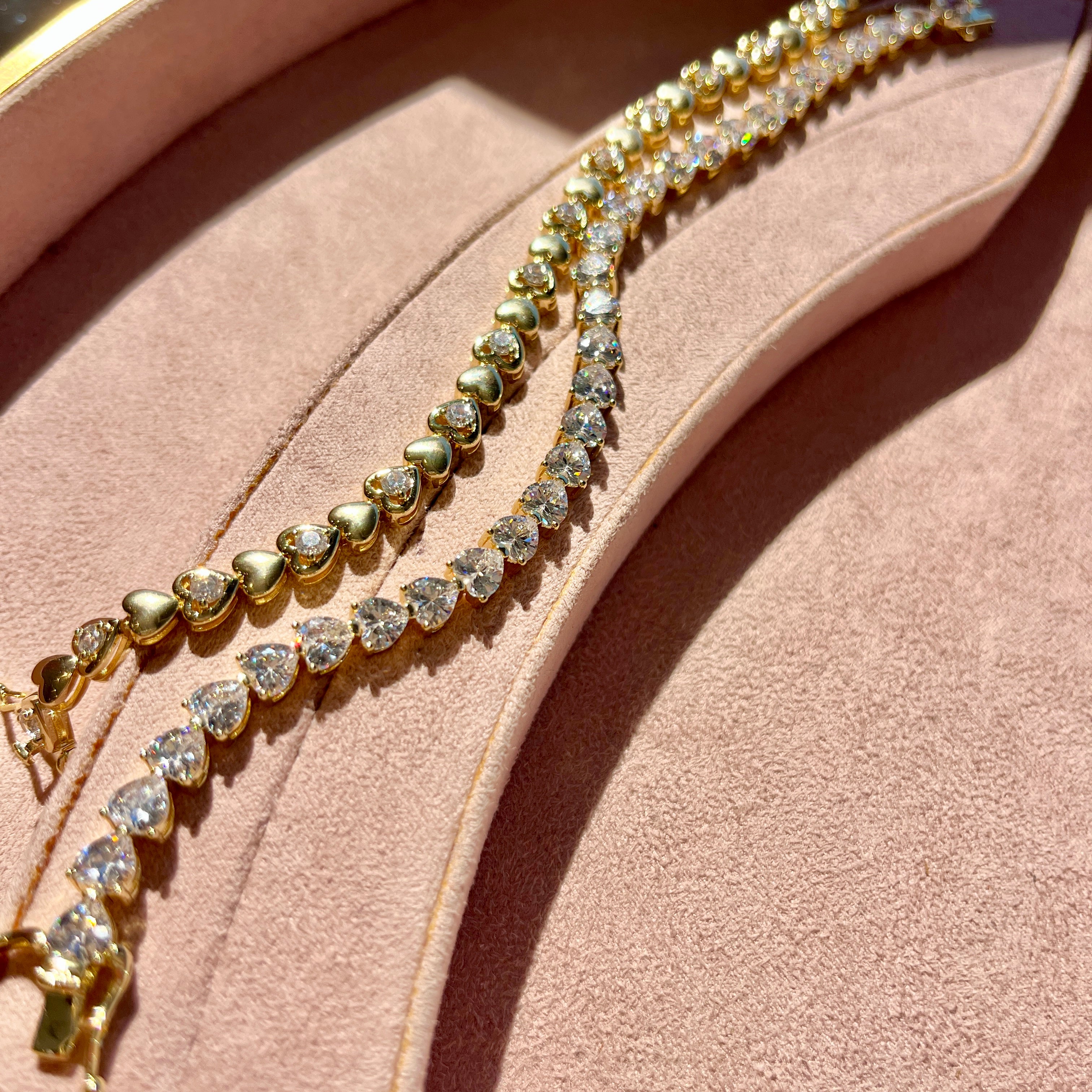 Gold Heart Tennis Bracelet