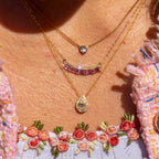 14k Pink Sapphire + Diamond Bar Necklace