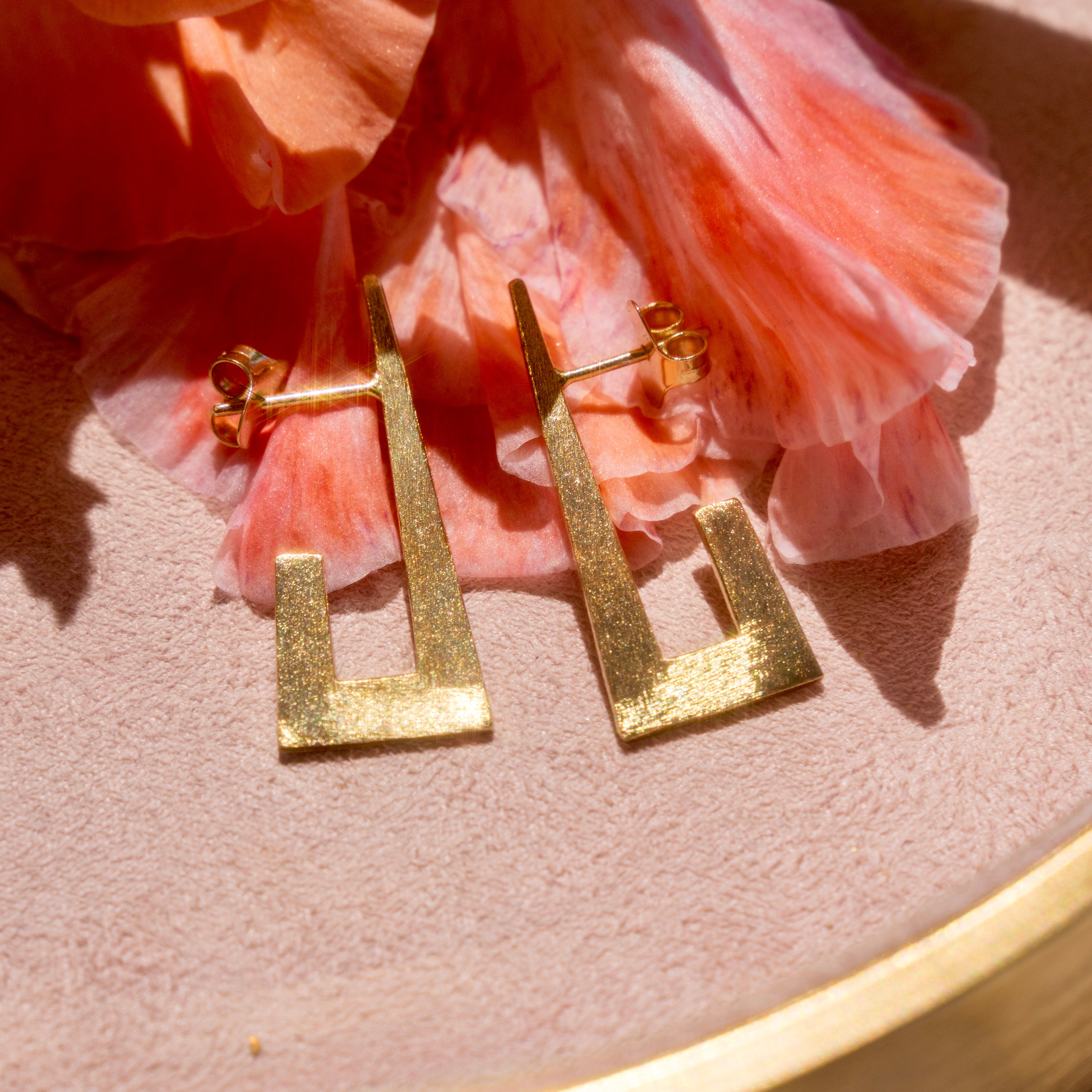 Gold Rectangular Hoops