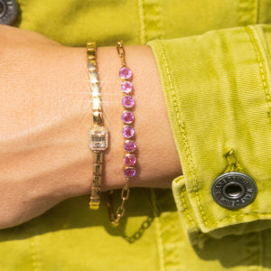 14k Pink Sapphire Link Bracelet