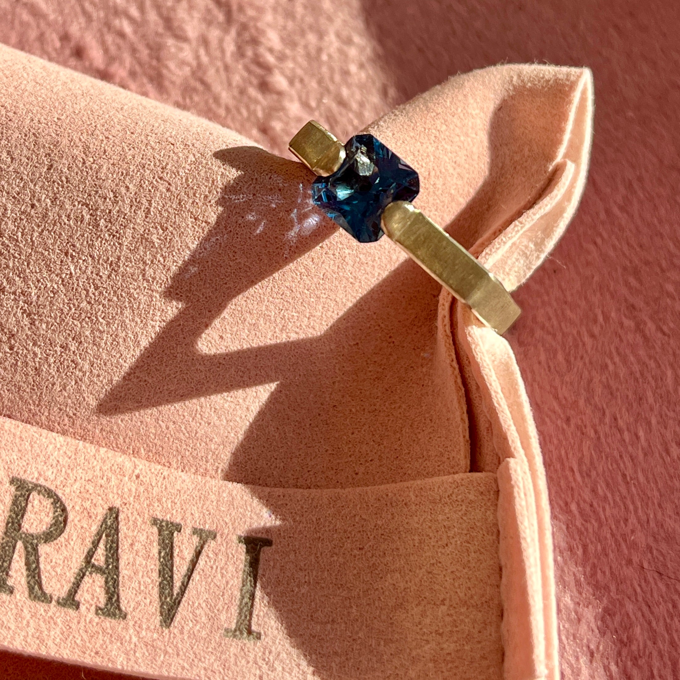 London Blue Spinel Square Ring