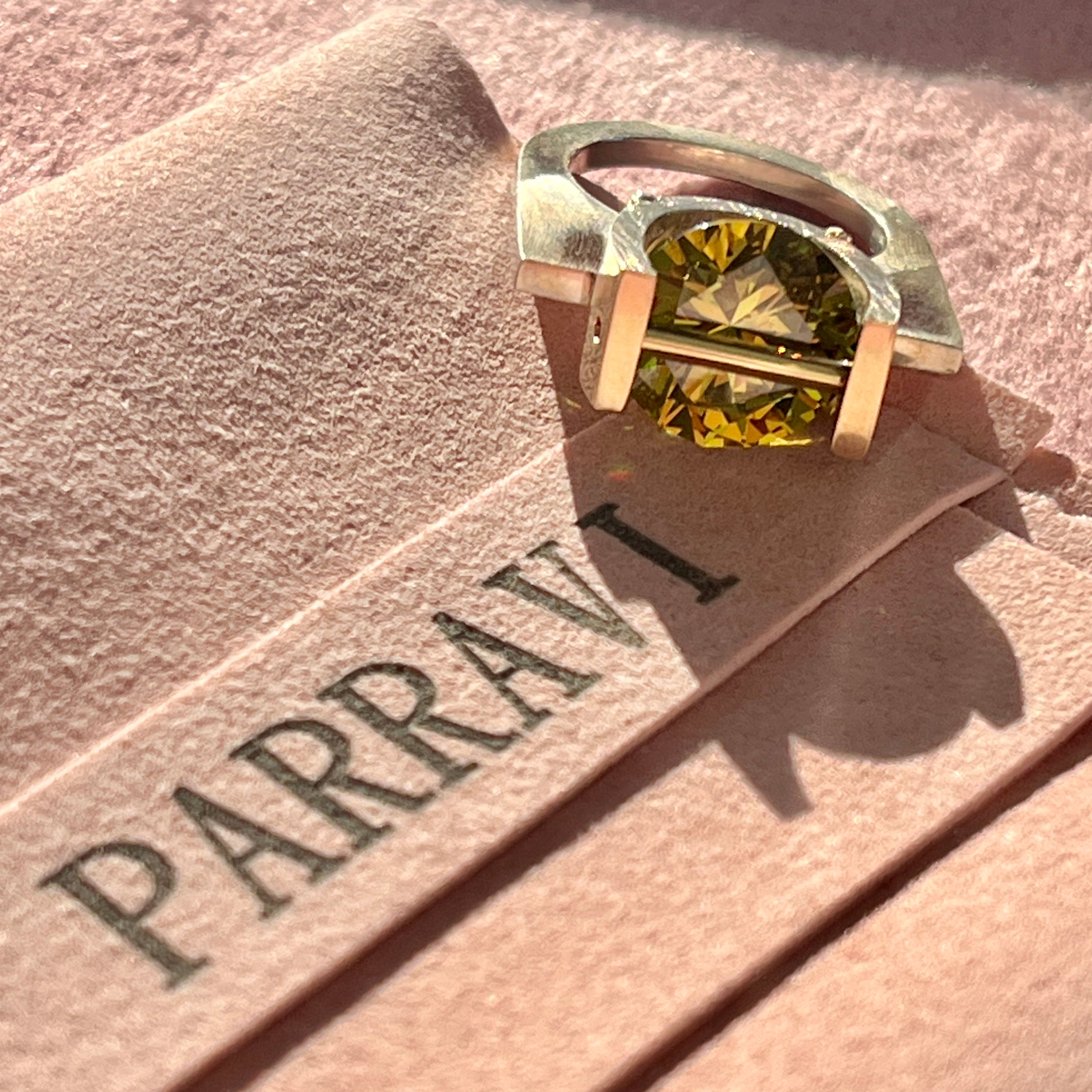 Peridot CZ Round Ring