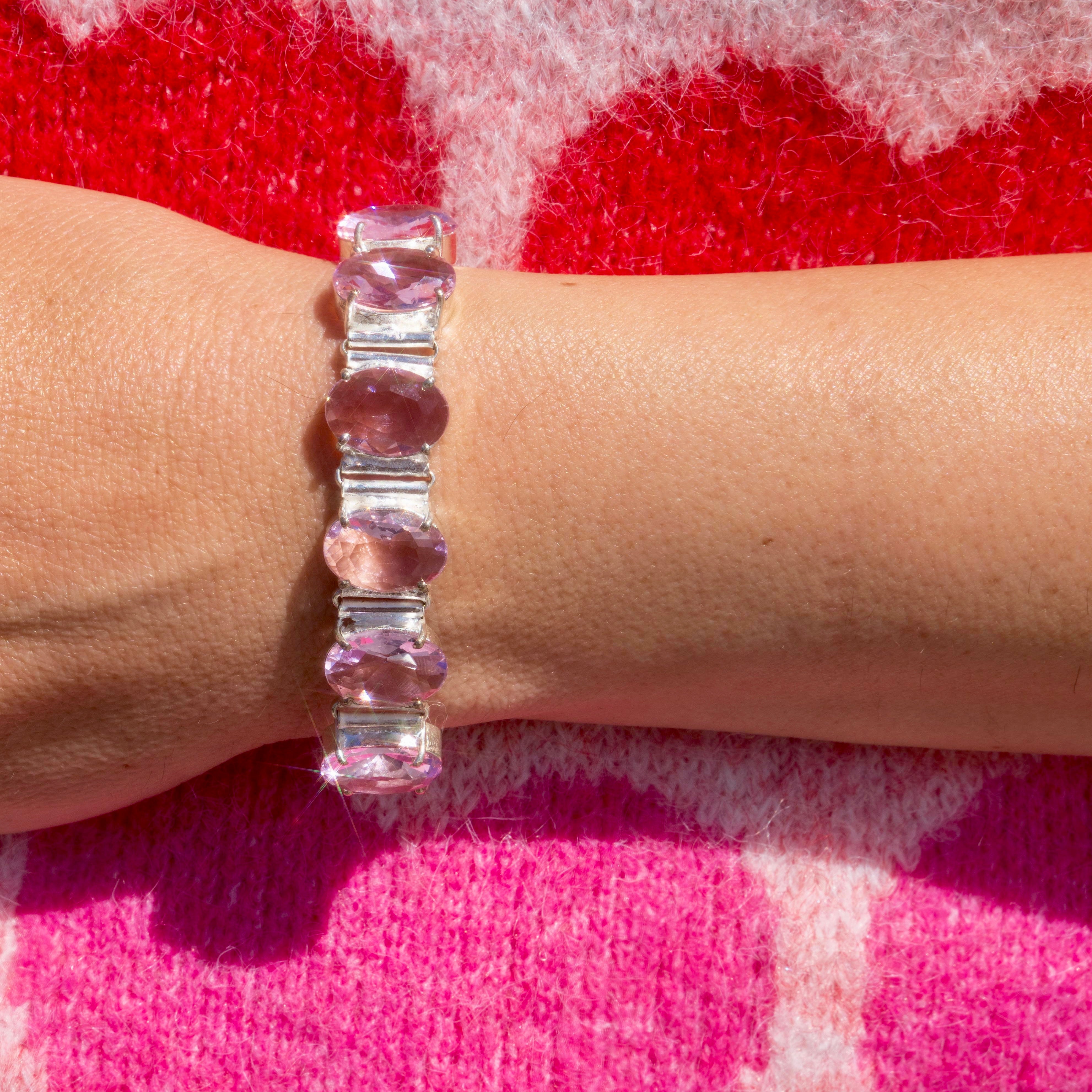 Pink Topaz Tennis Bracelet
