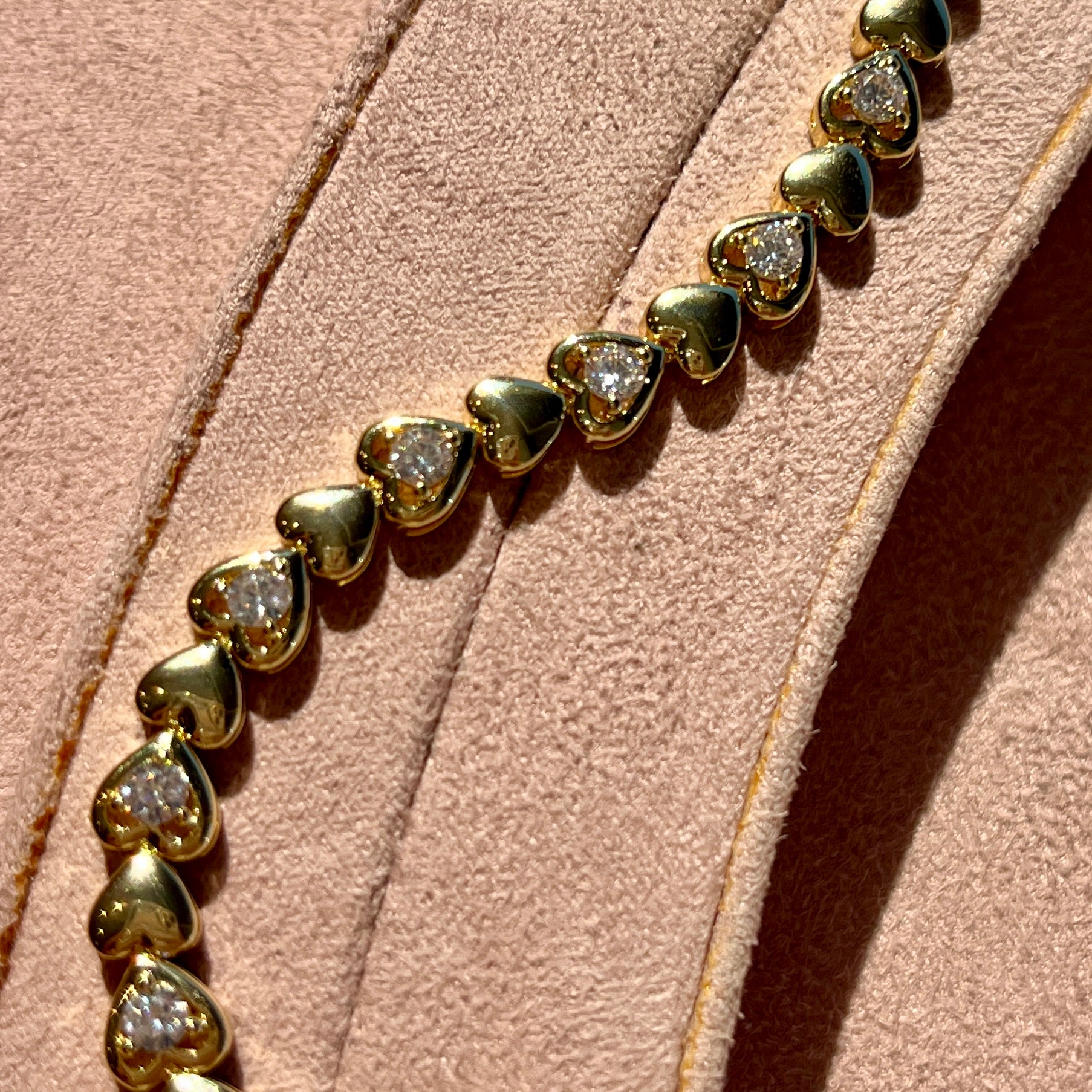 Gold Heart Tennis Bracelet
