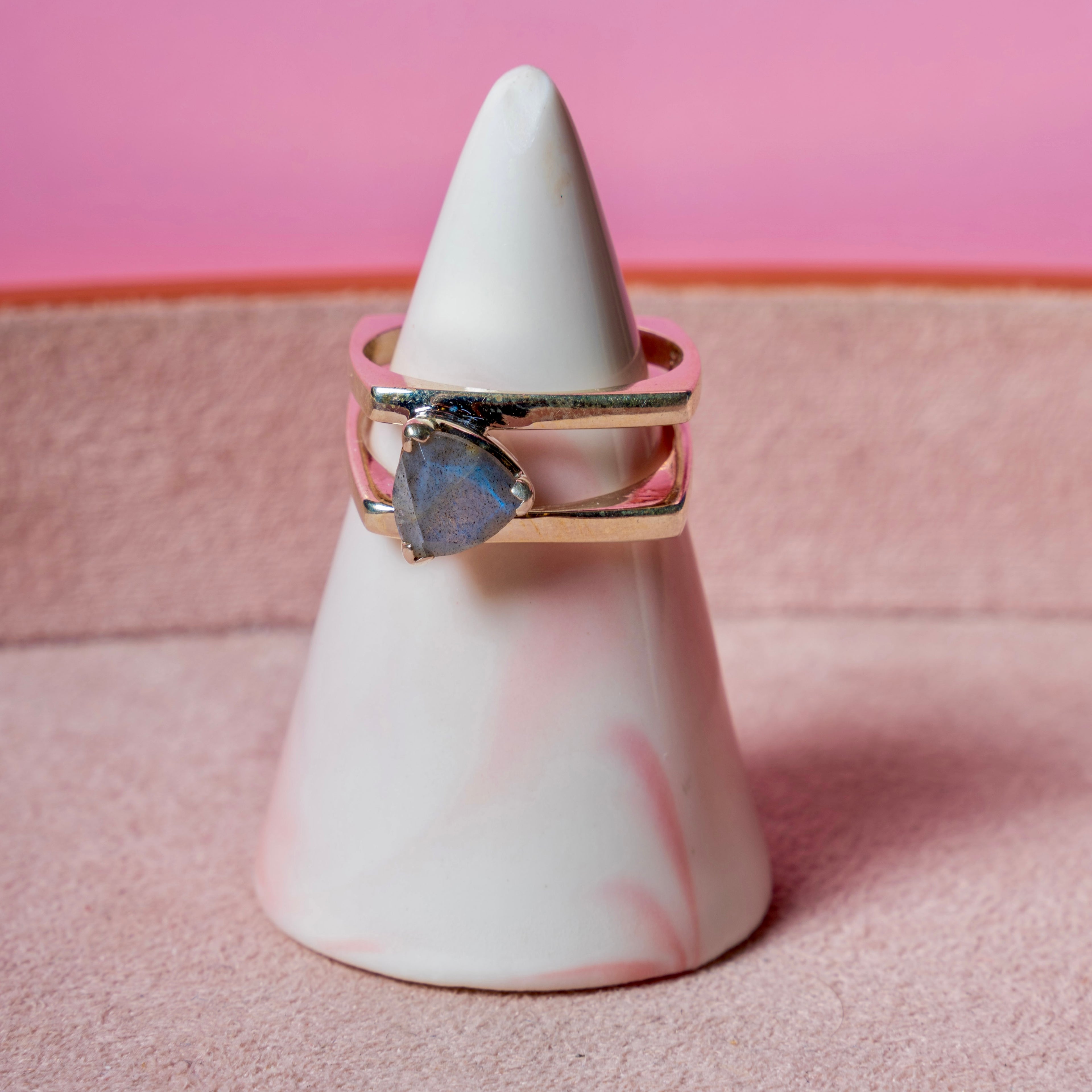Labradorite Open Square Ring