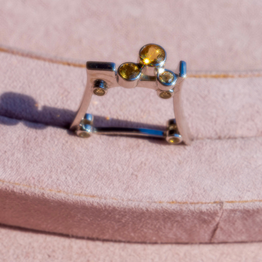 Sterling Silver Citrine Square Lego Ring