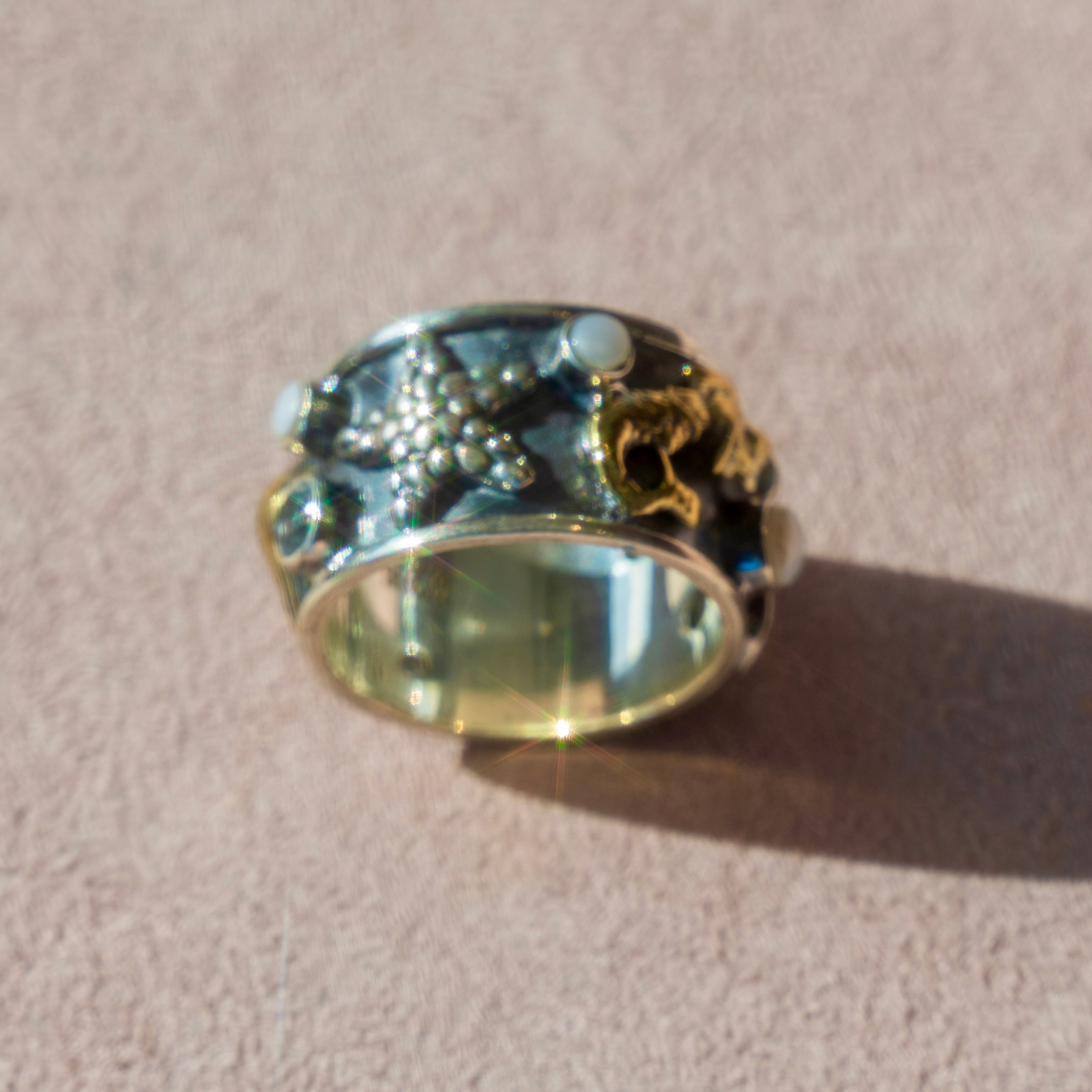 Under The Sea Pearl + Blue Topaz Ring