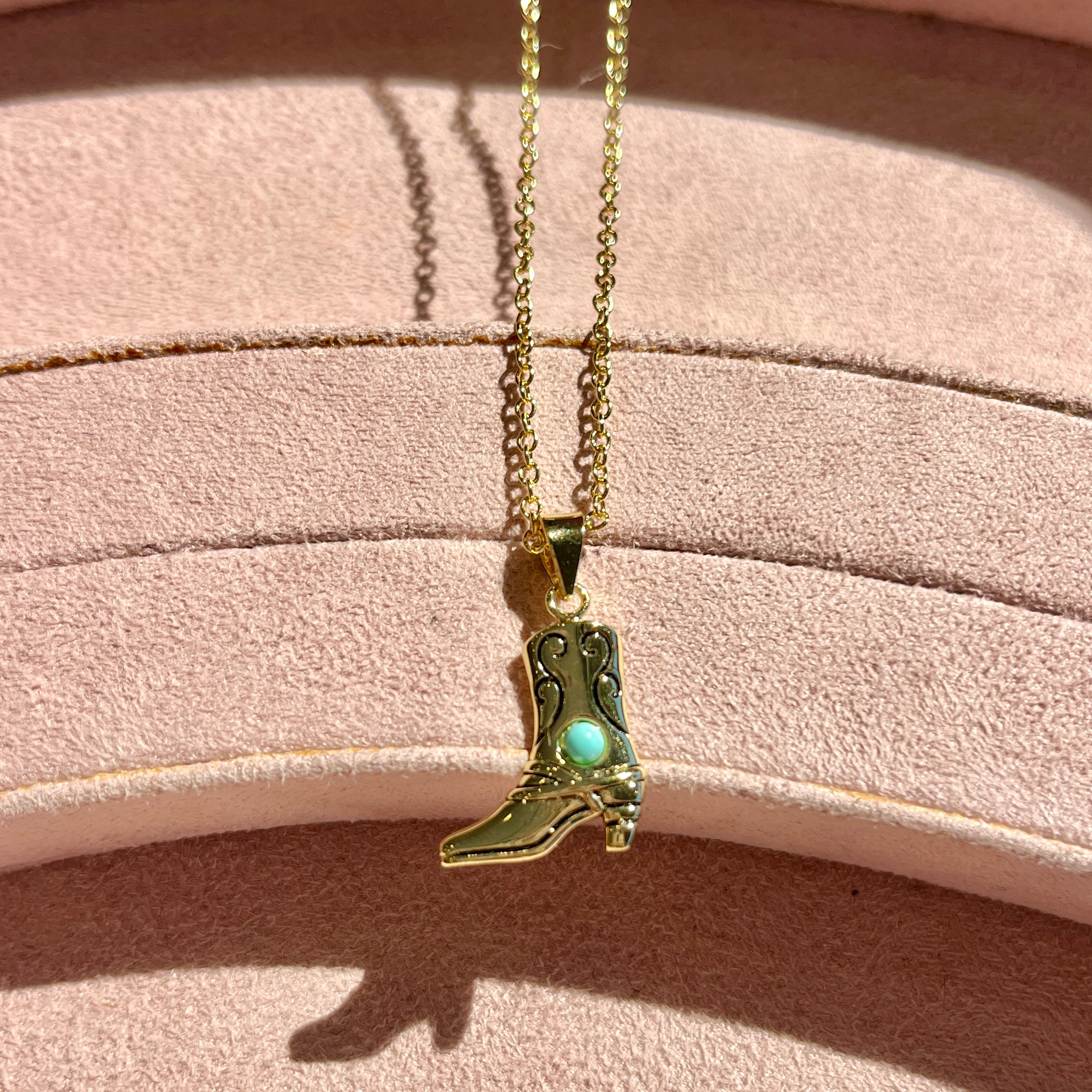 Turquoise Cowboy Boot Necklace
