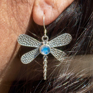 Dragonfly Moonstone Earrings