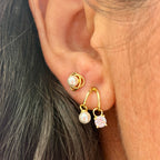 Pearl + CZ Double Hoops