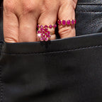 14k Ruby + Diamond Floral Ring