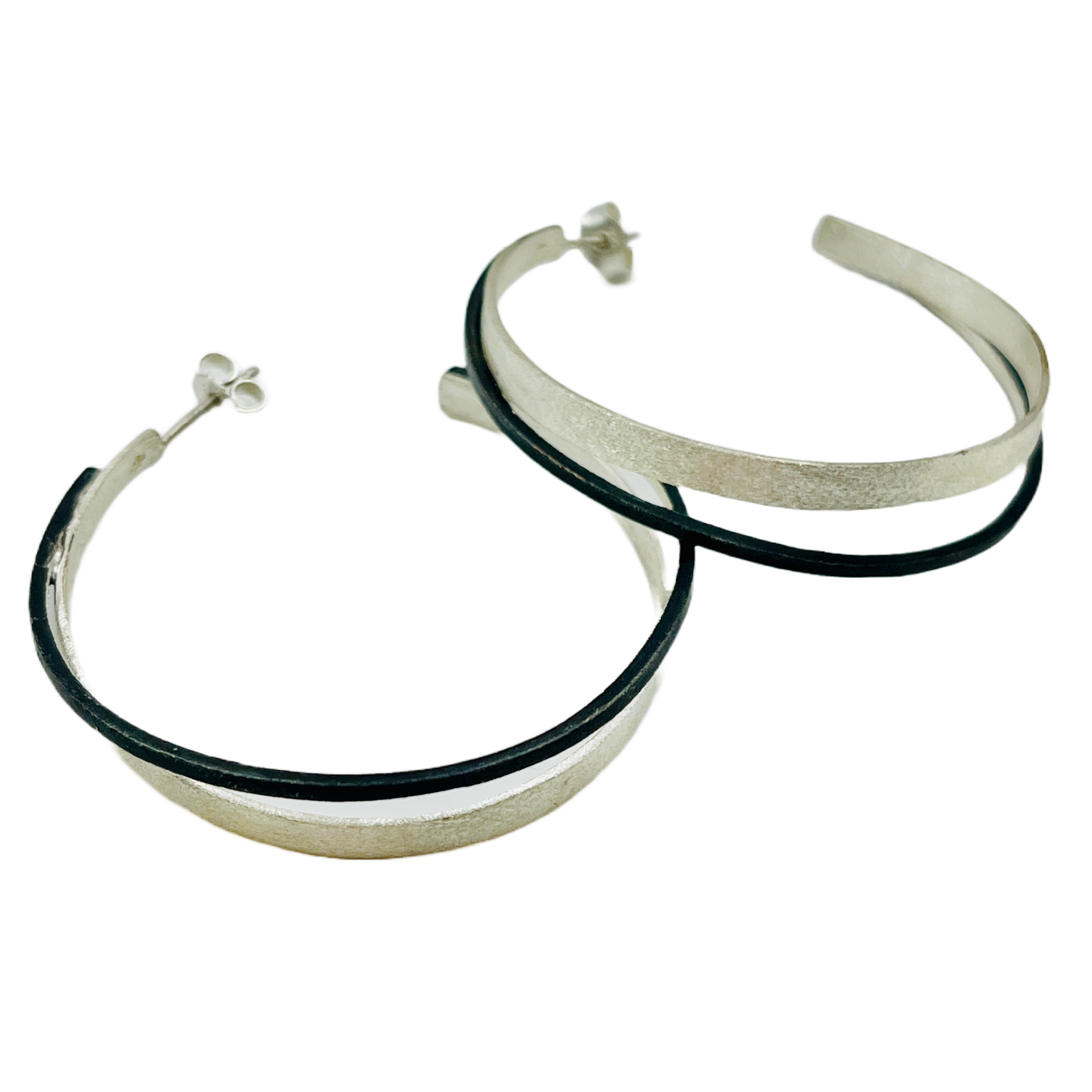 Two-Tone Silver Hoops