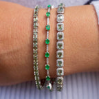 Green Sapphire + CZ Tennis Bracelet