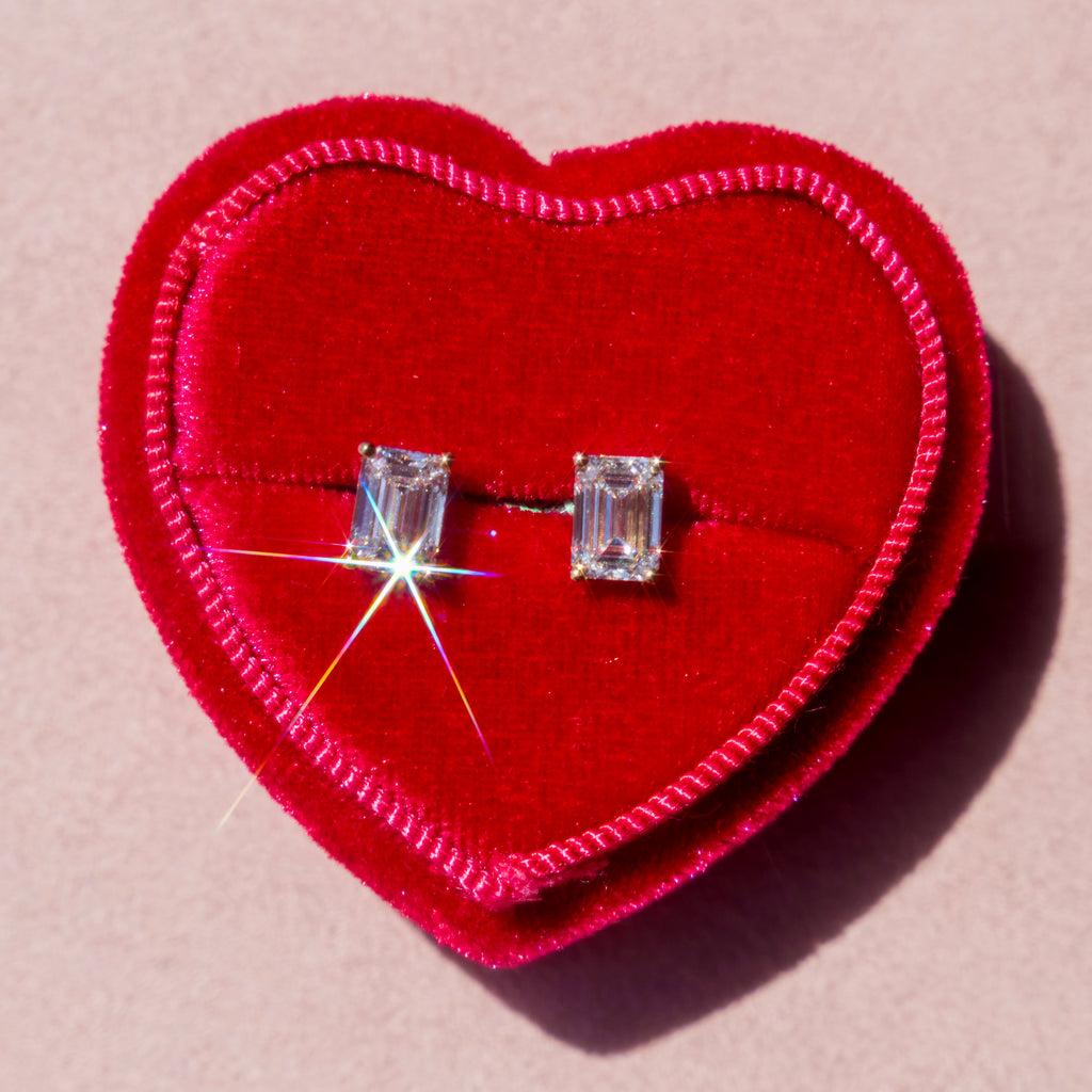 14k Lab Grown 1.5 Carat Lab Grown Emerald Cut Studs