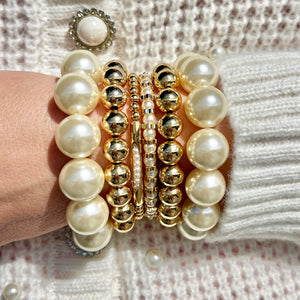 Pearl + Gold Bar Stretch Bracelet