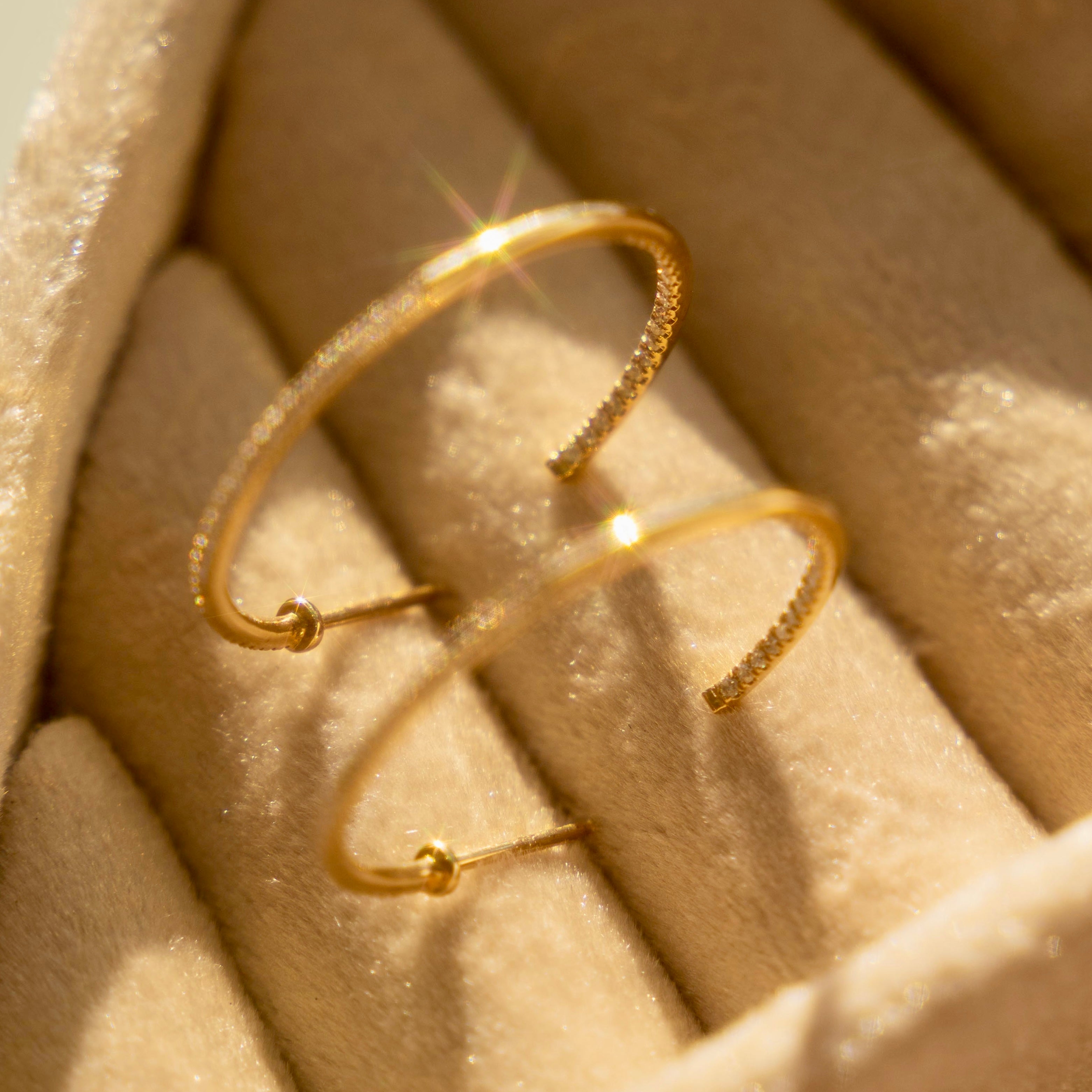14k Medium Diamond Hoops