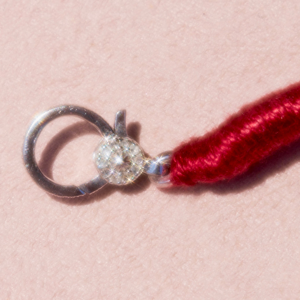 Diamond + Swiss Blue Topaz HOPE Bracelet on Cotton Thread