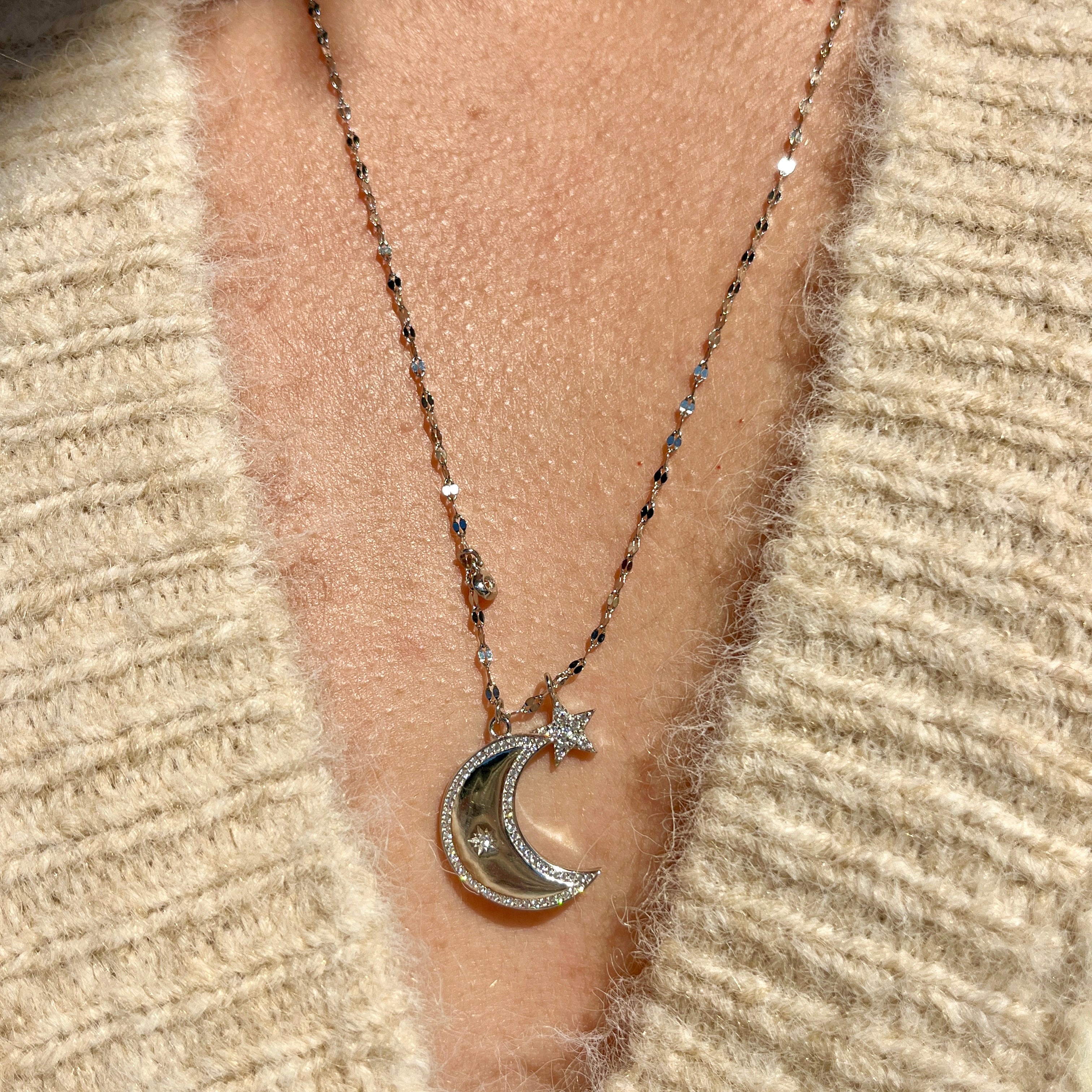 Moon + Star Shimmer 30” Necklace