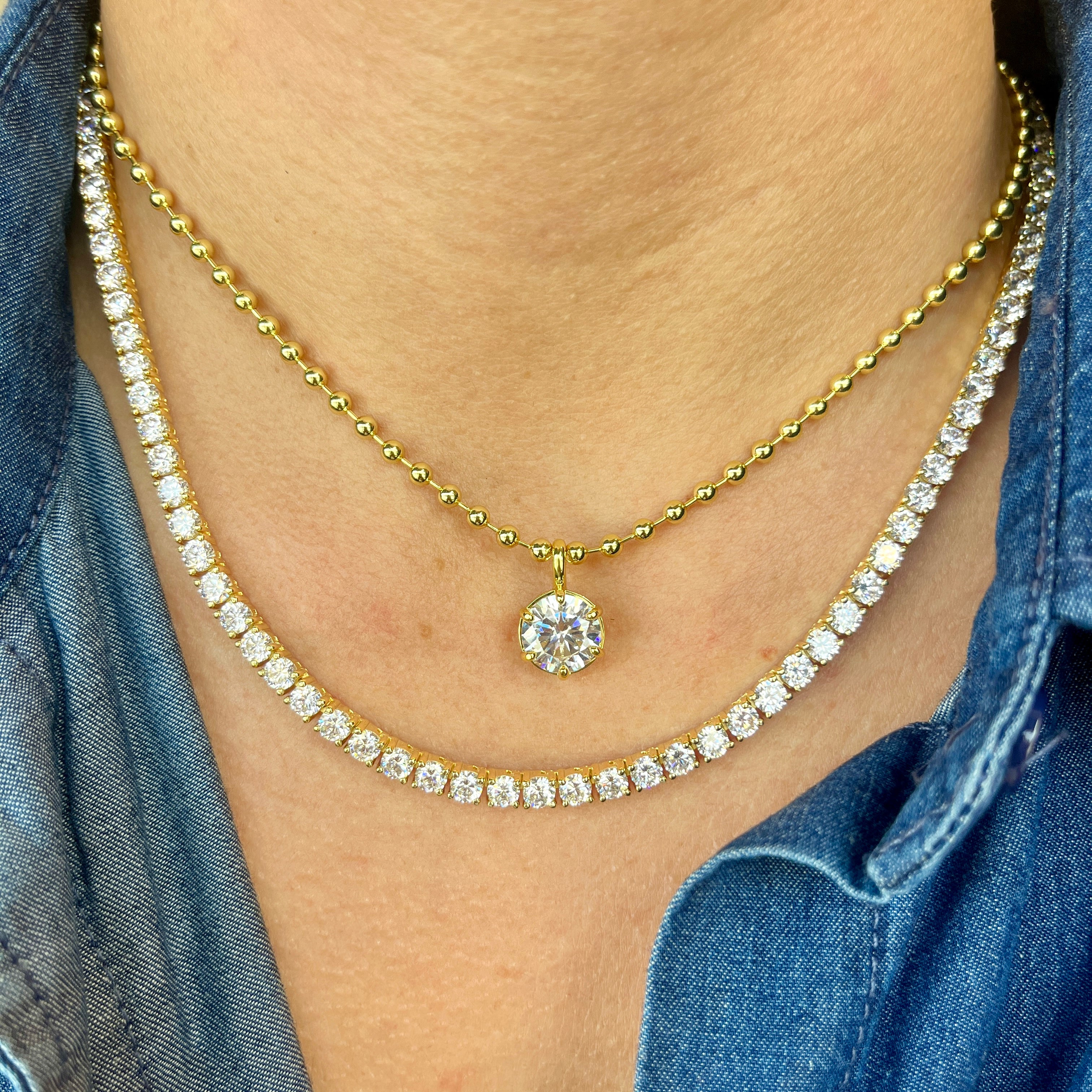 Faux Diamond Beaded Necklace