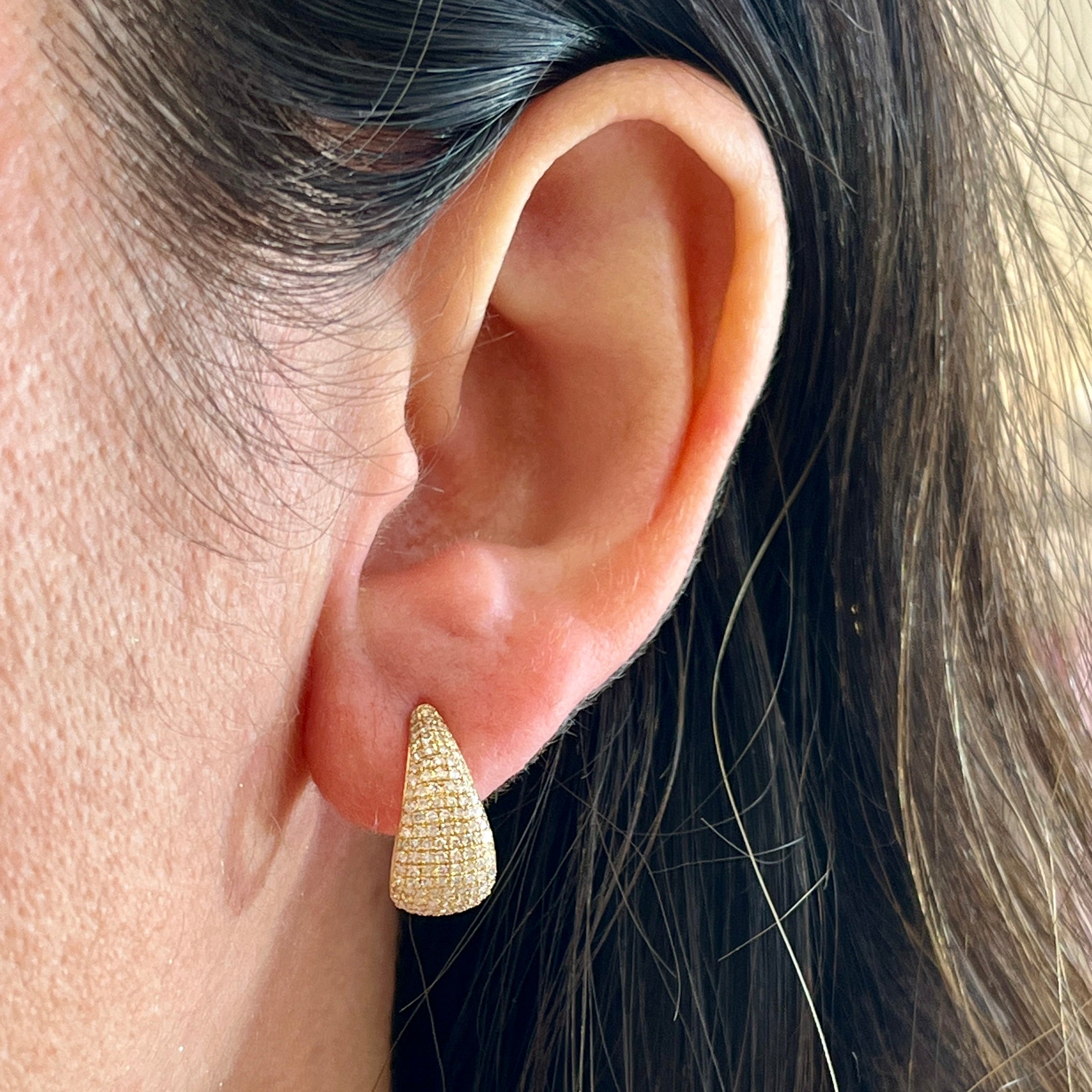 14k Diamond Pavé Cage Hoops