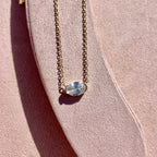 East West Oval Bezel CZ Necklace