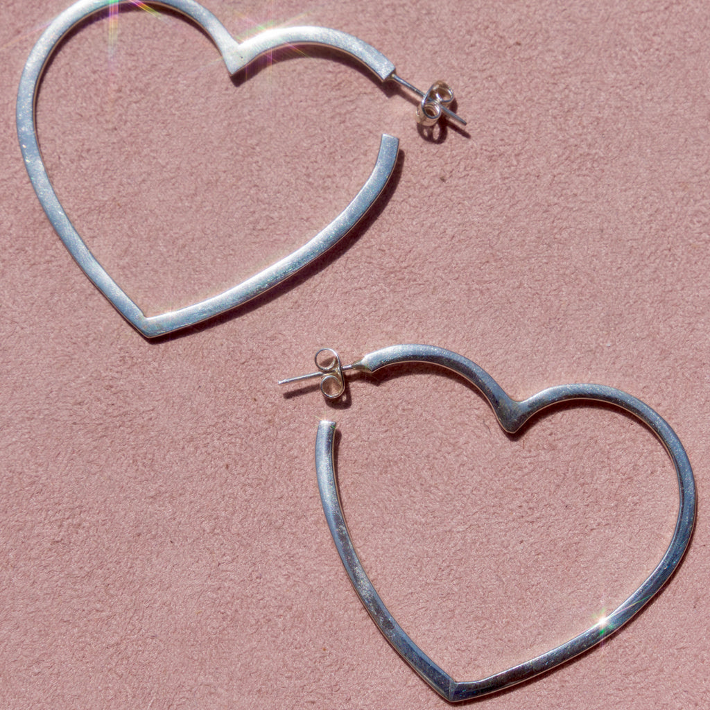 Sterling Silver Heart Hoops