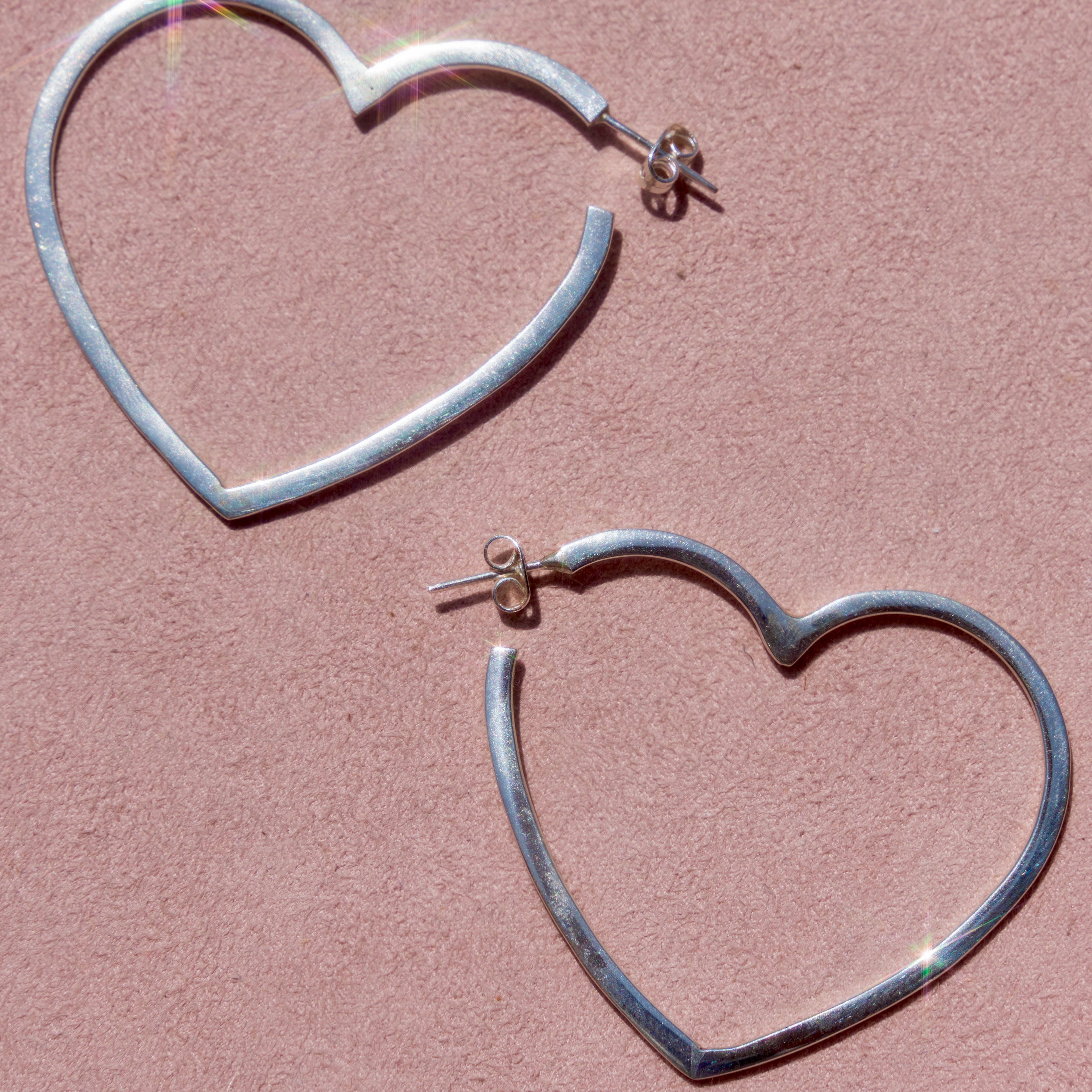 Sterling Silver Heart Hoops