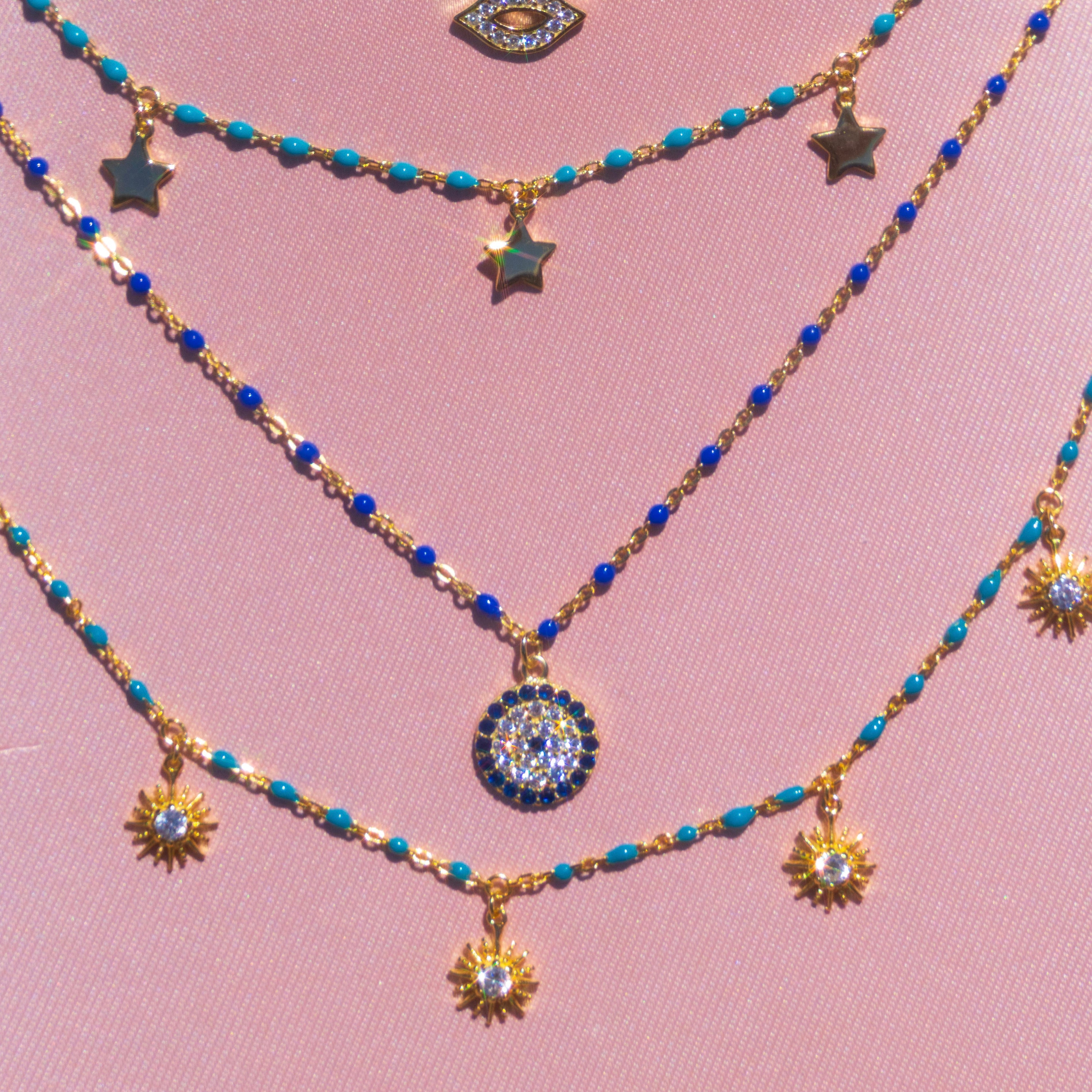 Turquoise Enamel Starburst Necklace