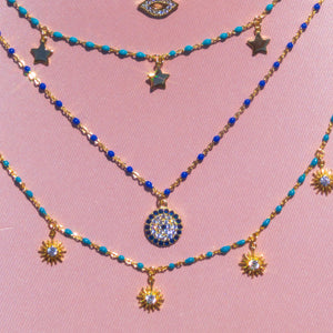 Turquoise Enamel Starburst Necklace