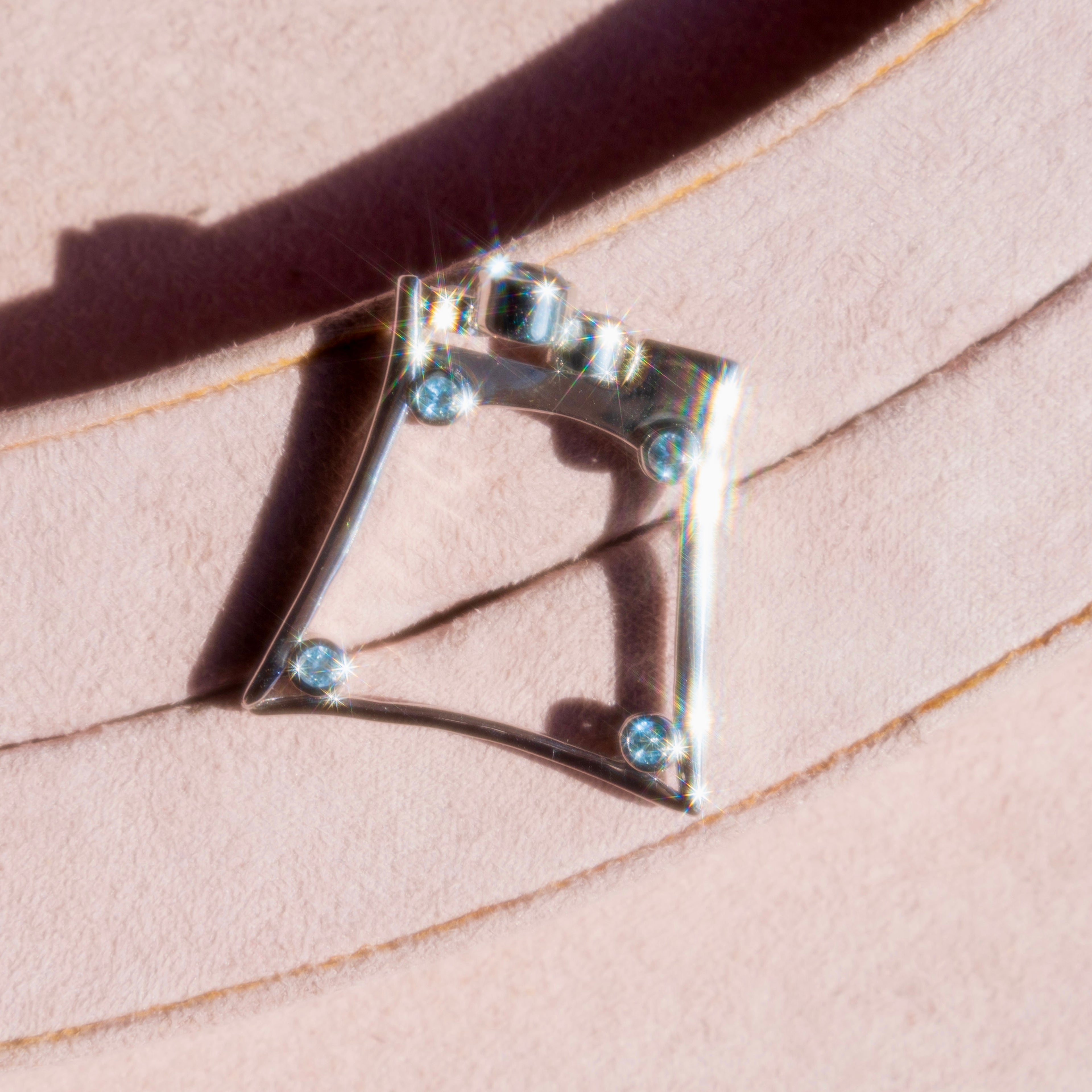 Sterling Silver Blue Topaz Square Lego Ring
