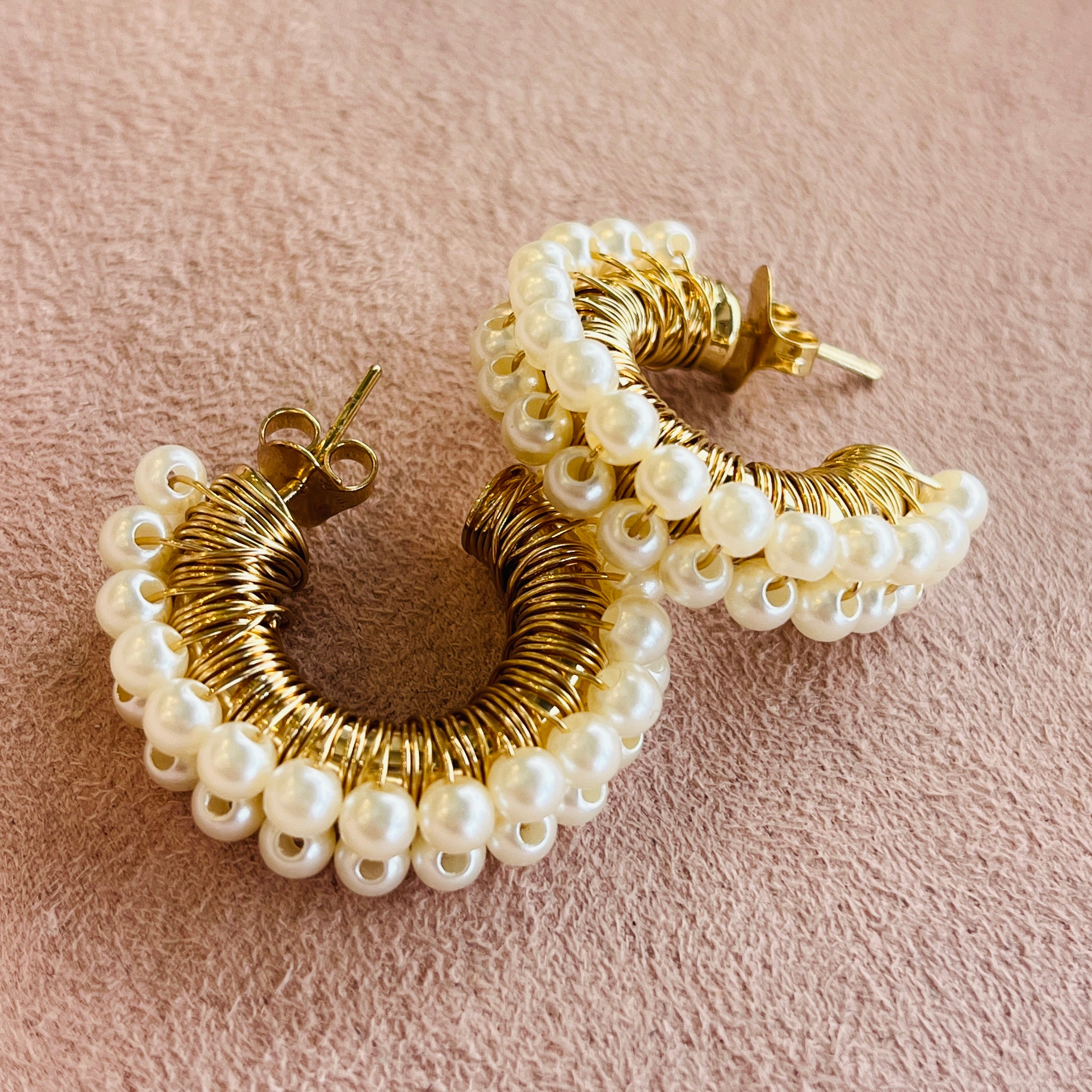 Pearl Crochet Hoops