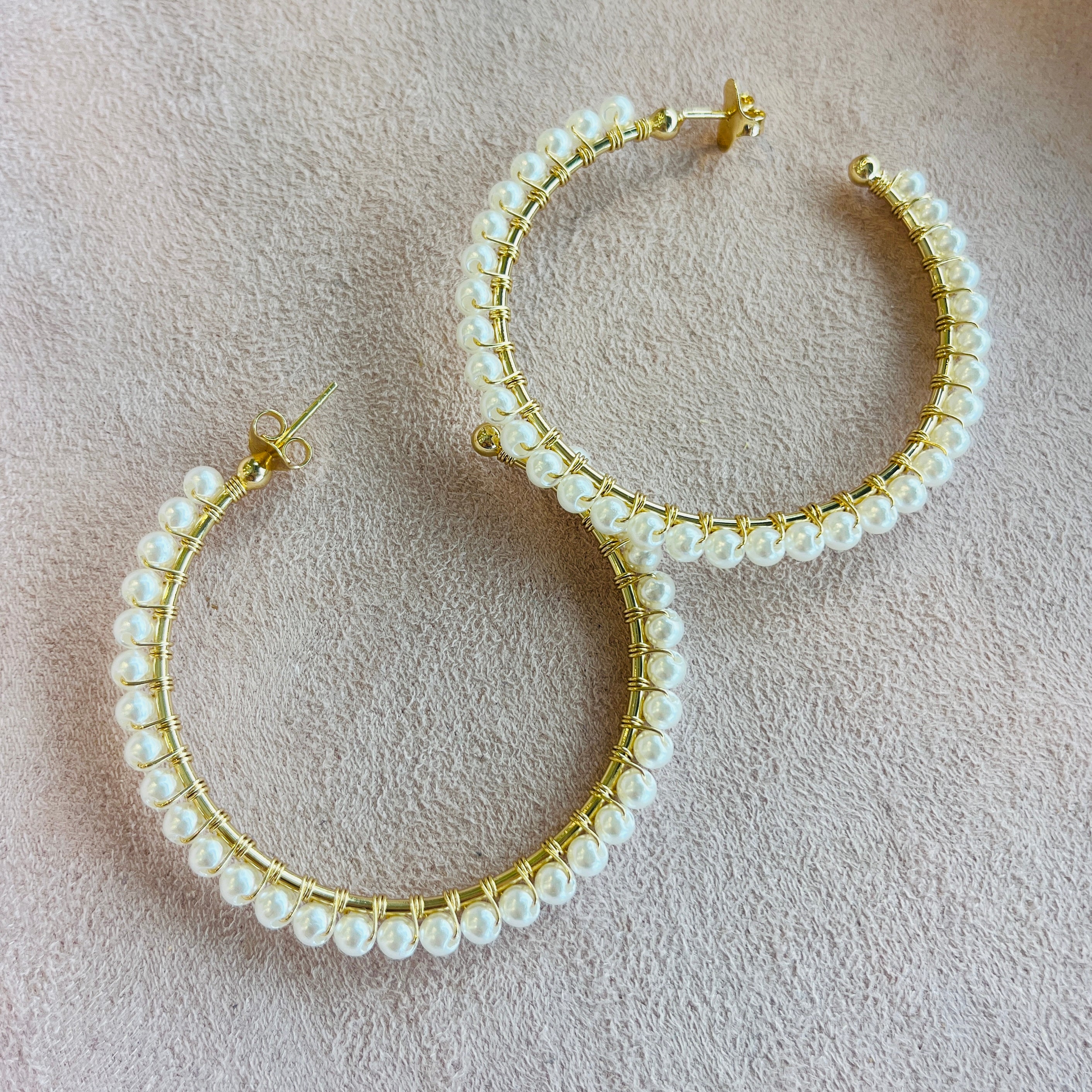 Large Pearl Hoops