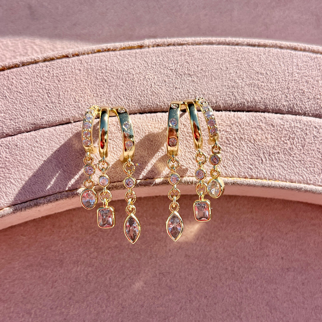 Triple Dangle Hoops