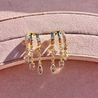Triple Dangle Hoops