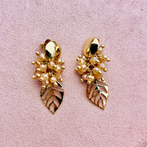 Champagne Czech Crystal Leaf Earrings