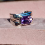 Sterling Silver Chunky Square Amethyst Ring
