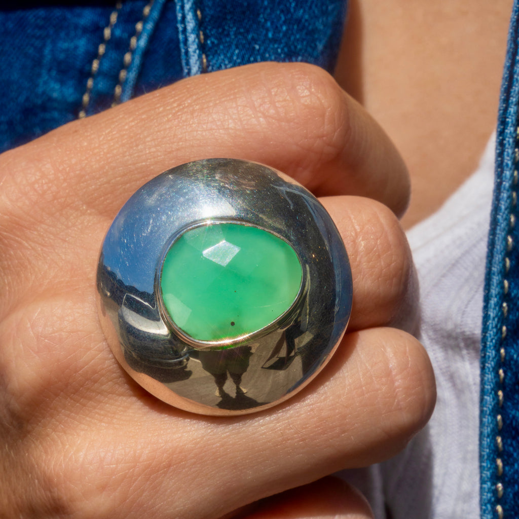 Chrysoprase Adjustable Ring￼