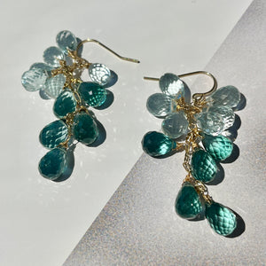 Moss Quartz + Blue Topaz Earrings