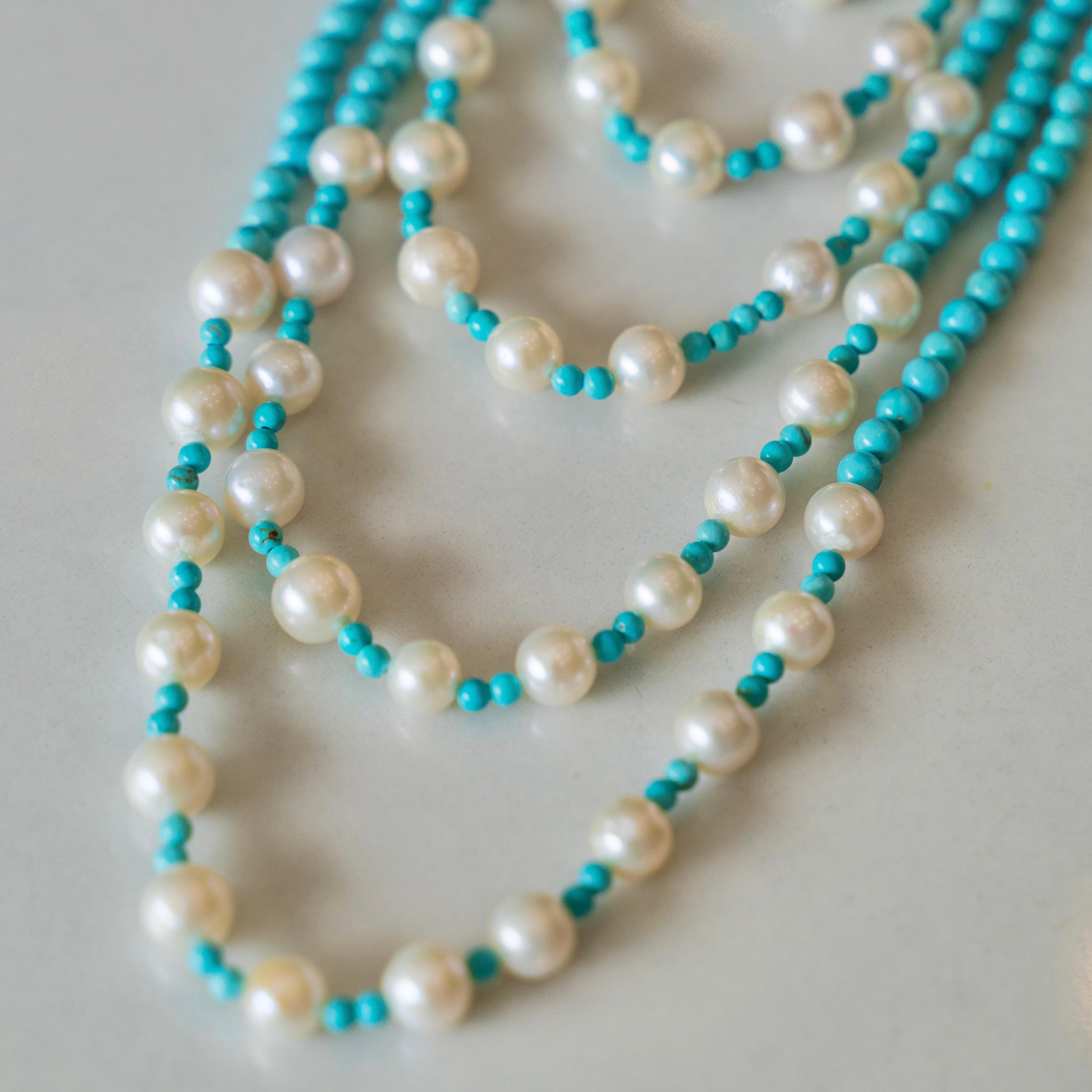 Turquoise + Freshwater Pearl Necklace