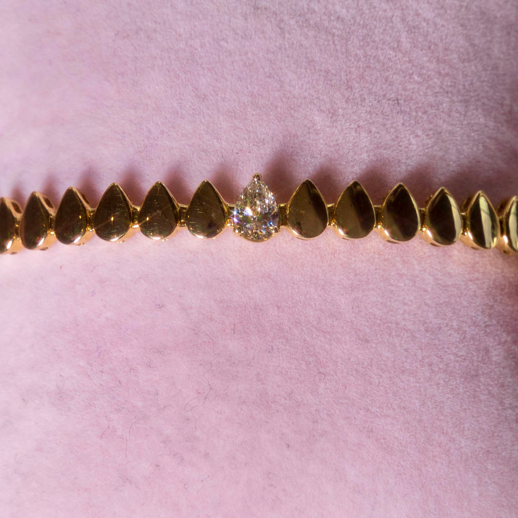 14k Pear Diamond Tennis Bracelet